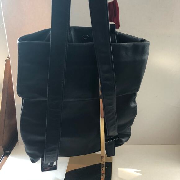 DKNY Leather Slim Backpack Black Tortoise EUC  90s Vintage main image 7